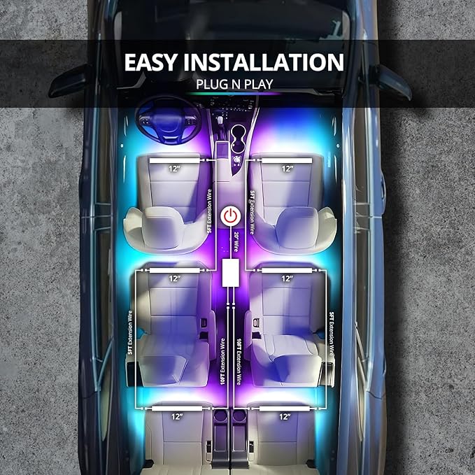 OPT7 Aura DreamColor RGB-IC Car Interior Ambient Light, Color Chasing Light Kit
