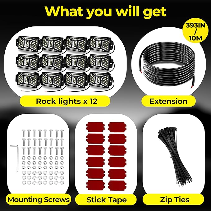 12 Pods 324 LED White Rock Lights