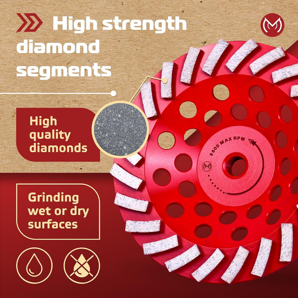 Diamond Grinding Wheel 7 inch for Angle Grinder, Concrete Grinding Wheel 24 S...