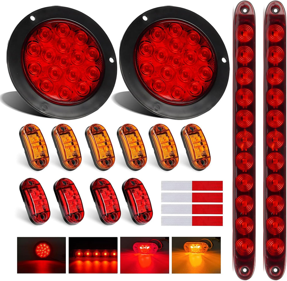 LIGBT 4 inch Round Led Trailer Lights Kit 2PCS 4" Round Led Stop Turn Ta...