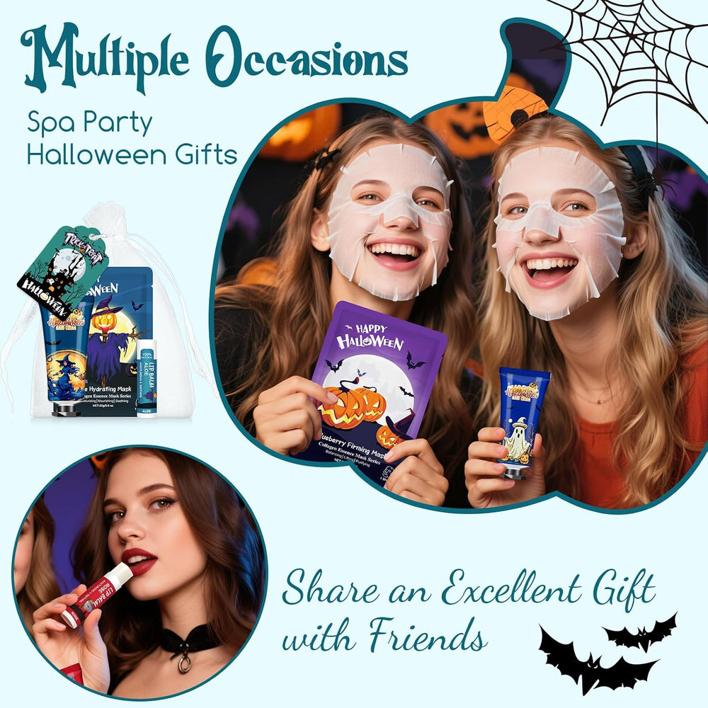 50 Pack Halloween Hand Cream, Facial Mask and Lip Balm Set, Halloween Gifts