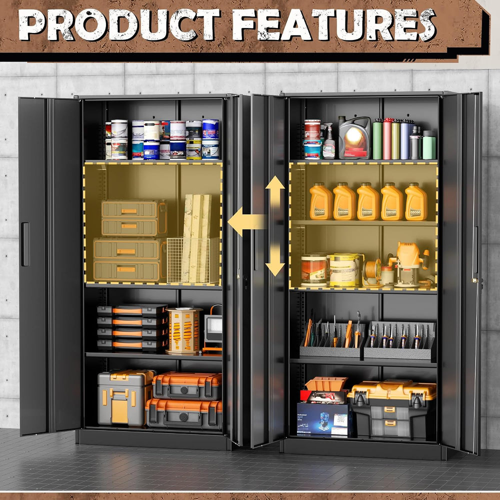 INTERGREAT Metal Storage Cabinet, 72โ H Storage Cabinet with 2 Doors and 4 Ad...