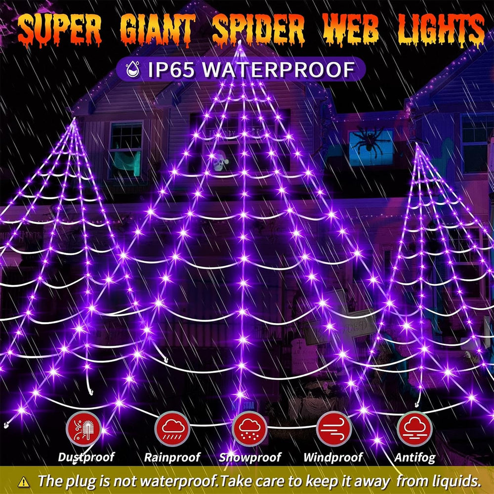 Halloween Decorations Outdoor, 200 LED Halloween Giant Spider Web Lights, 16....
