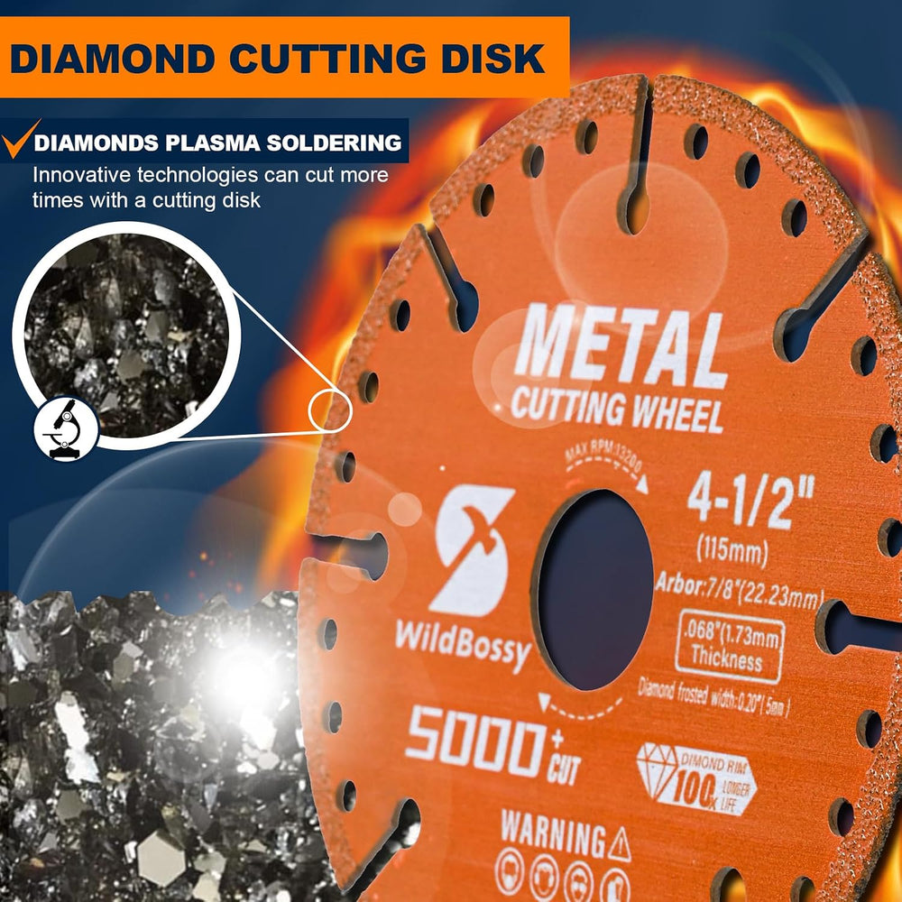 Diamond Cutting Wheel 4-1/2 Inch (10PCS) with 7/8" Arbor Hole, Metal Cut...