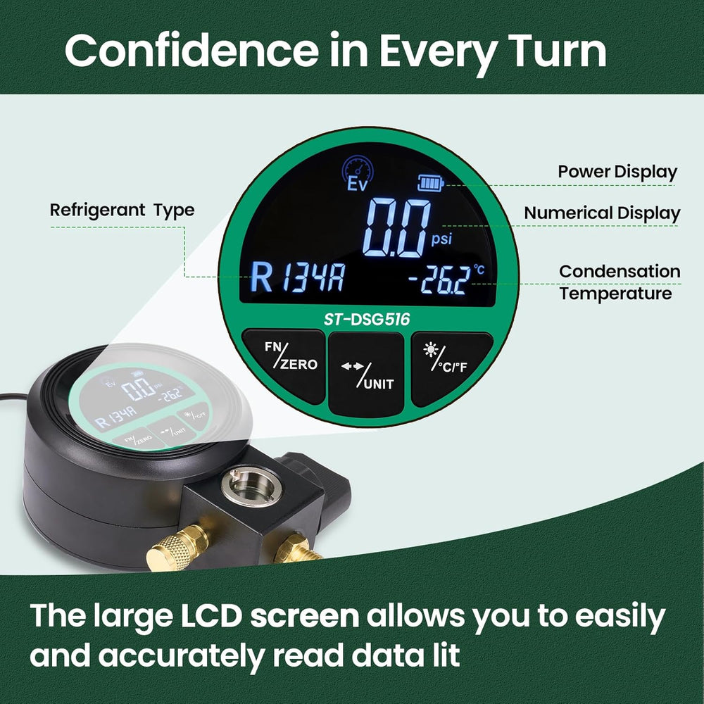 Super Stars HVAC Digital Manifold Gauge for AC Charging with LCD Backlit