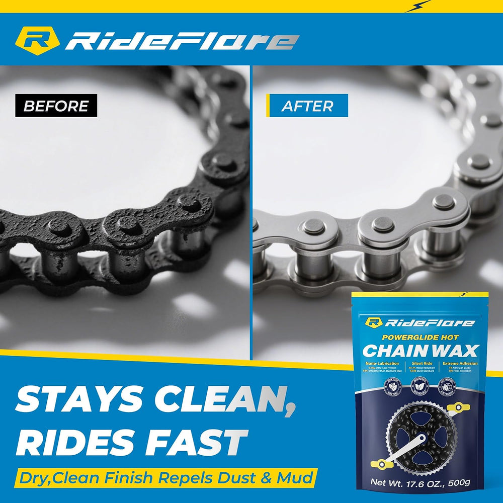 RideFlare Premium Chain Wax 500g โ Hot Melt Bike Chain Lubricant with Ultra L...