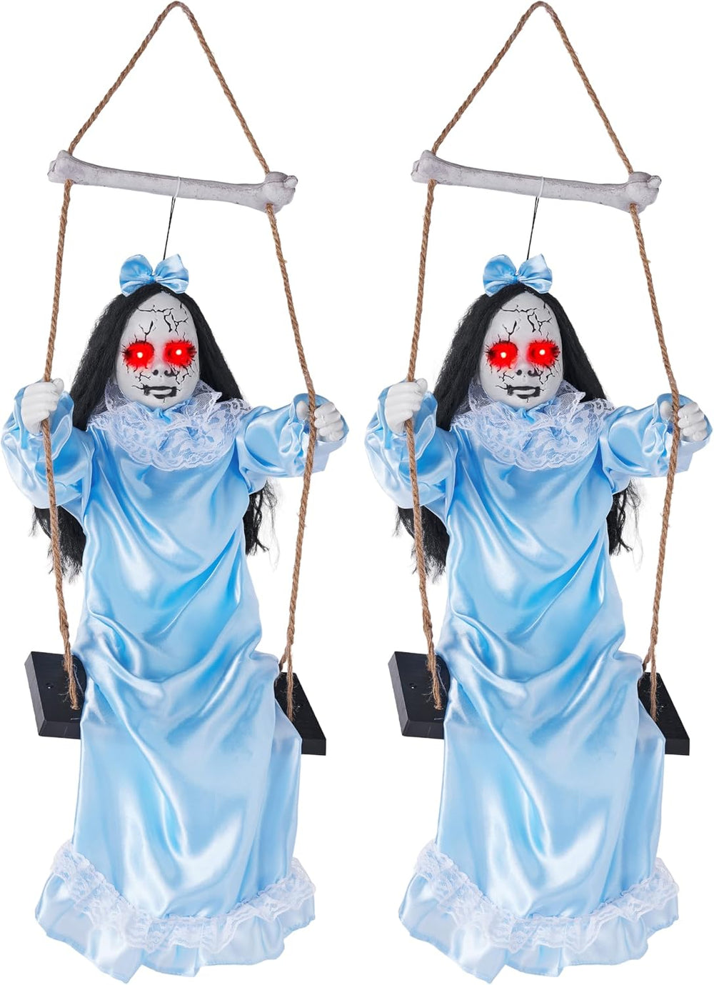 JOYIN 2 Pcs Hanging Ghosts Halloween Decorations Outdoor, 3ft Blue Swinging C...