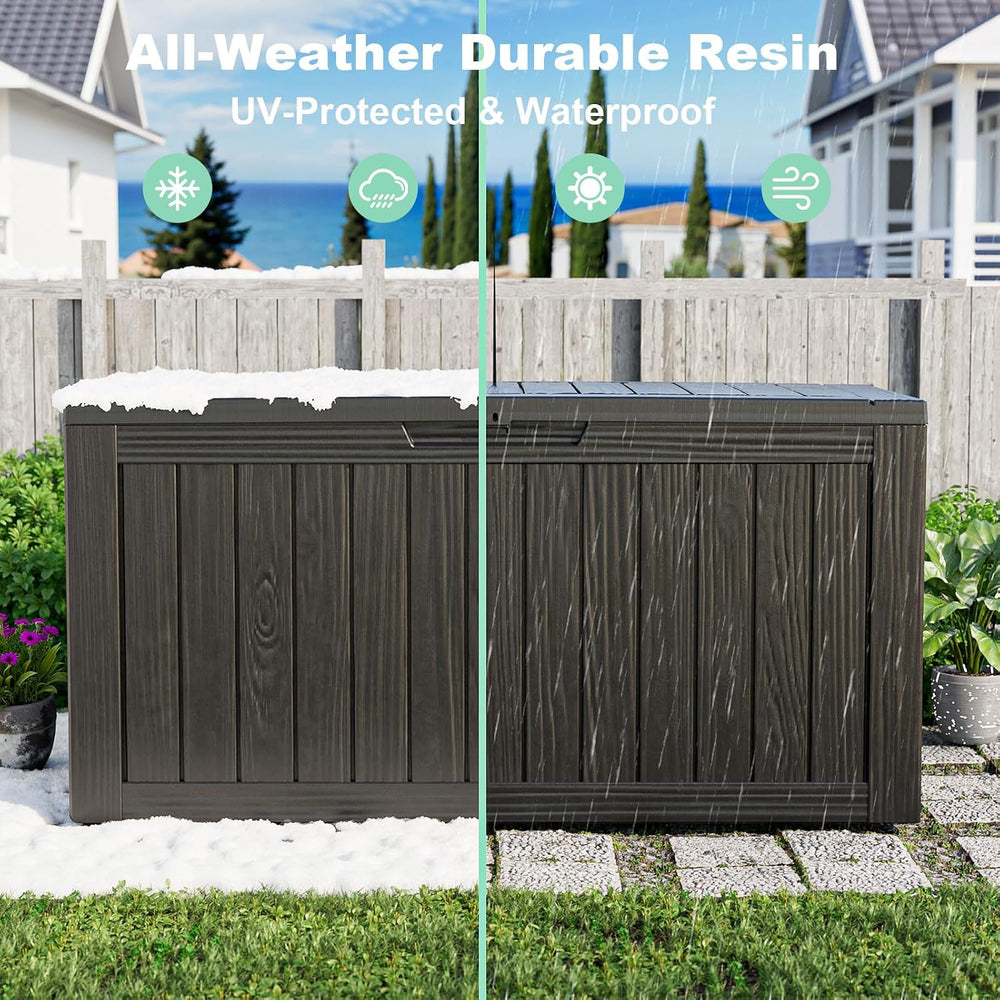 DRATO 75 Gallon Deck Box, Waterproof Resin Large Outdoor Storgae Box for Pati...