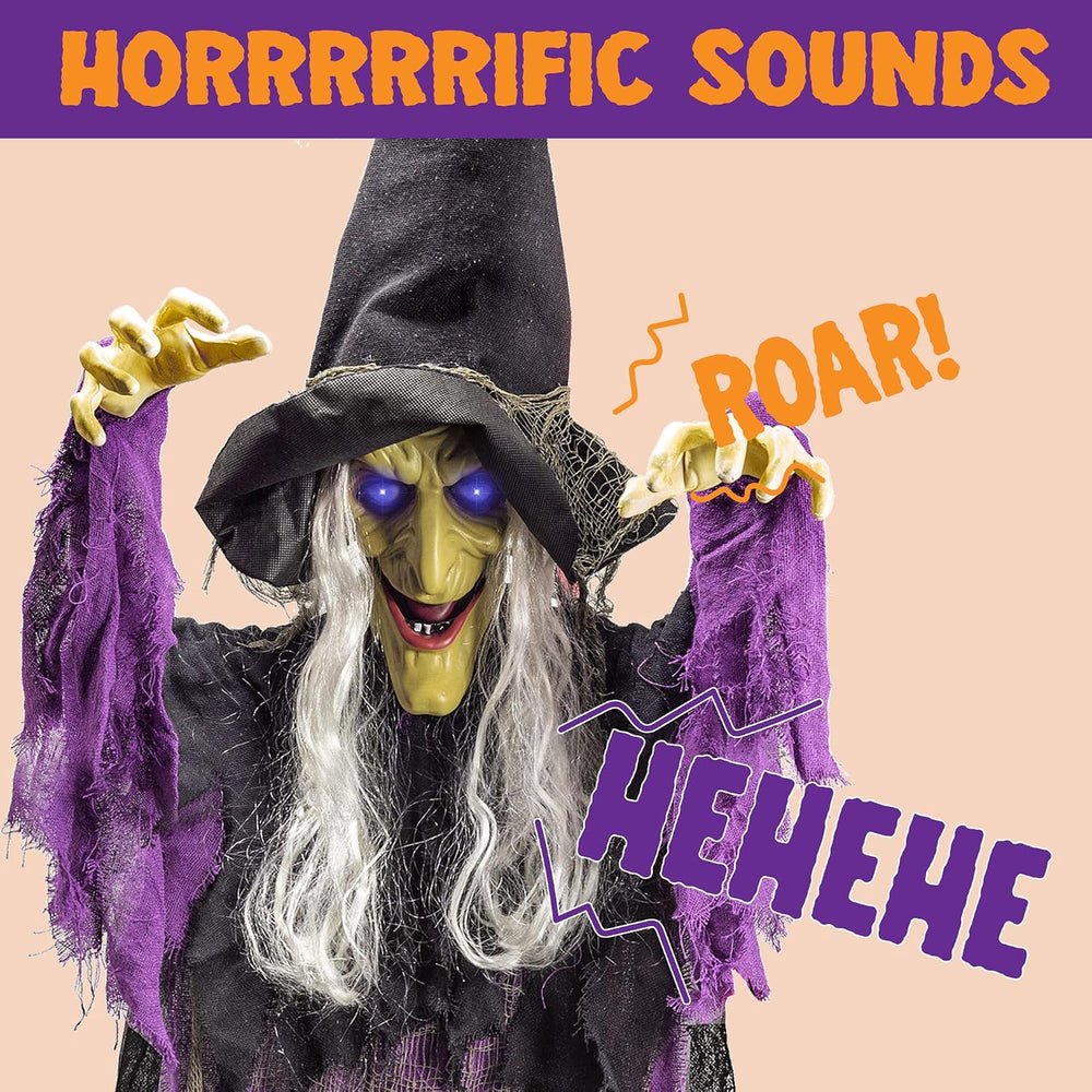 JOYIN 72โ Halloween Hanging Witch Decorations Outdoor, Flying Talking Ghost D...
