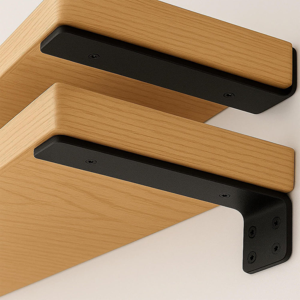 Floating Shelf Bracket 12 Inch of 4 Pack Heavy Duty Shelf Brackets Black Coat...