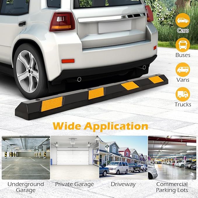 Rubber Parking Curb Garage Floor Stopper, Guide Wheel Stopper