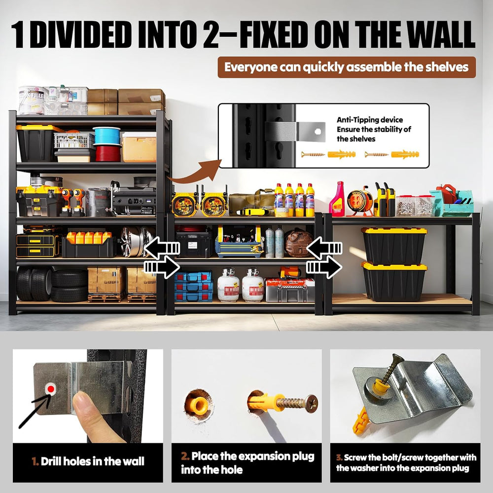 Garage shelving,Adjustable Storage Shelves,MDF 71.2''H*35.4''...