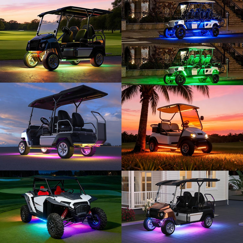 6PCS Golf Cart Underglow LED Light Kit with Built-in 12V-80V Reducer & Ca...