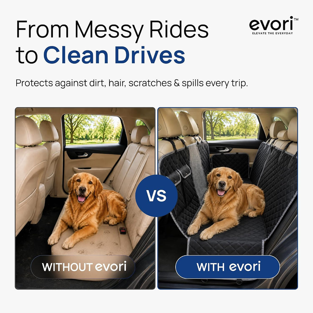 evori Dog Car Seat Cover for Back Seat Waterproof Hammock with Mesh Barrier