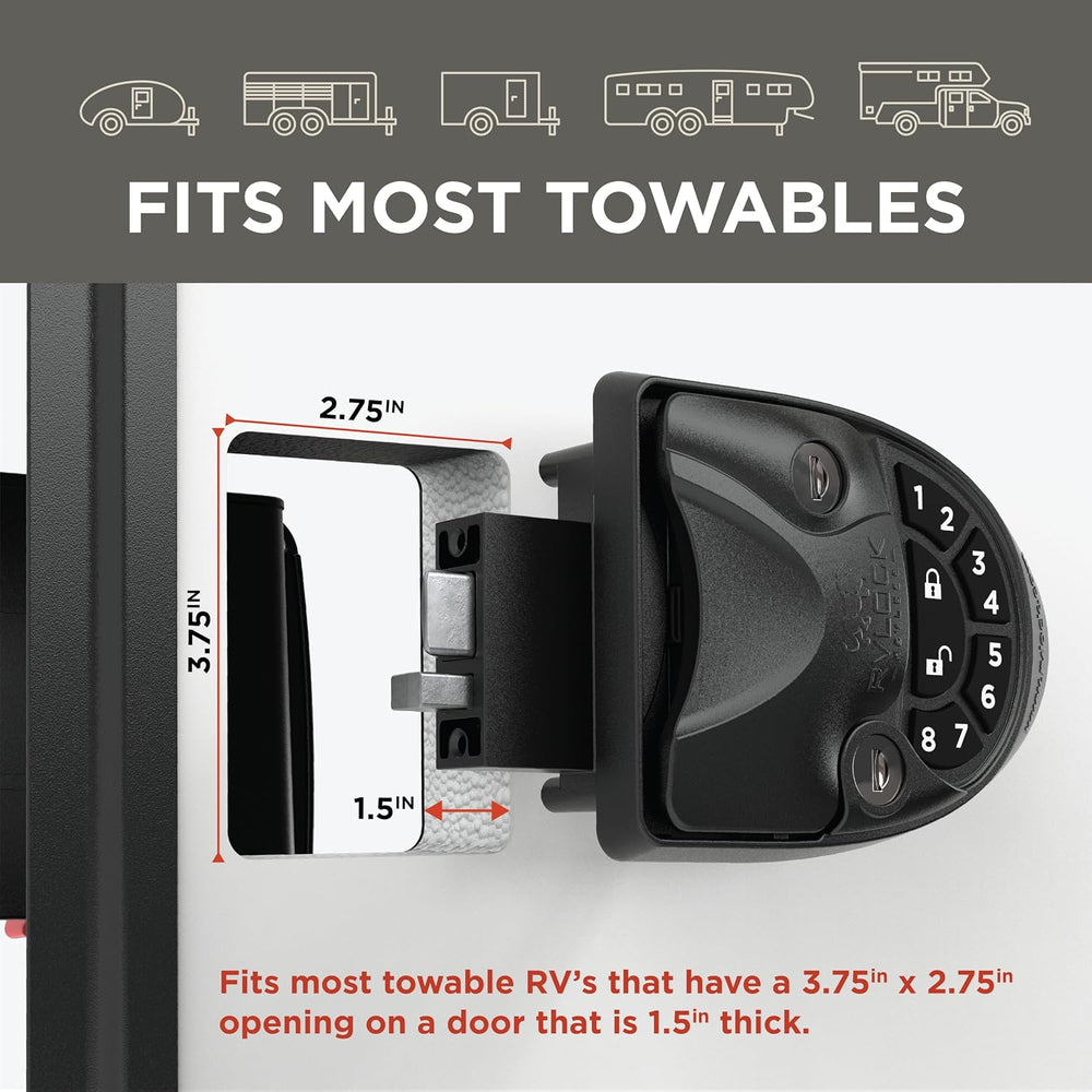 RVLock V4 Keyless RV Door Lock, Full Metal, for Campers/5th Wheels/Trailers