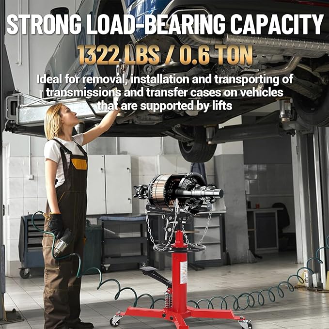 Dual Plunger Hydraulic Transmission Jack 1322lbs Capacity, 33.5"-69"...