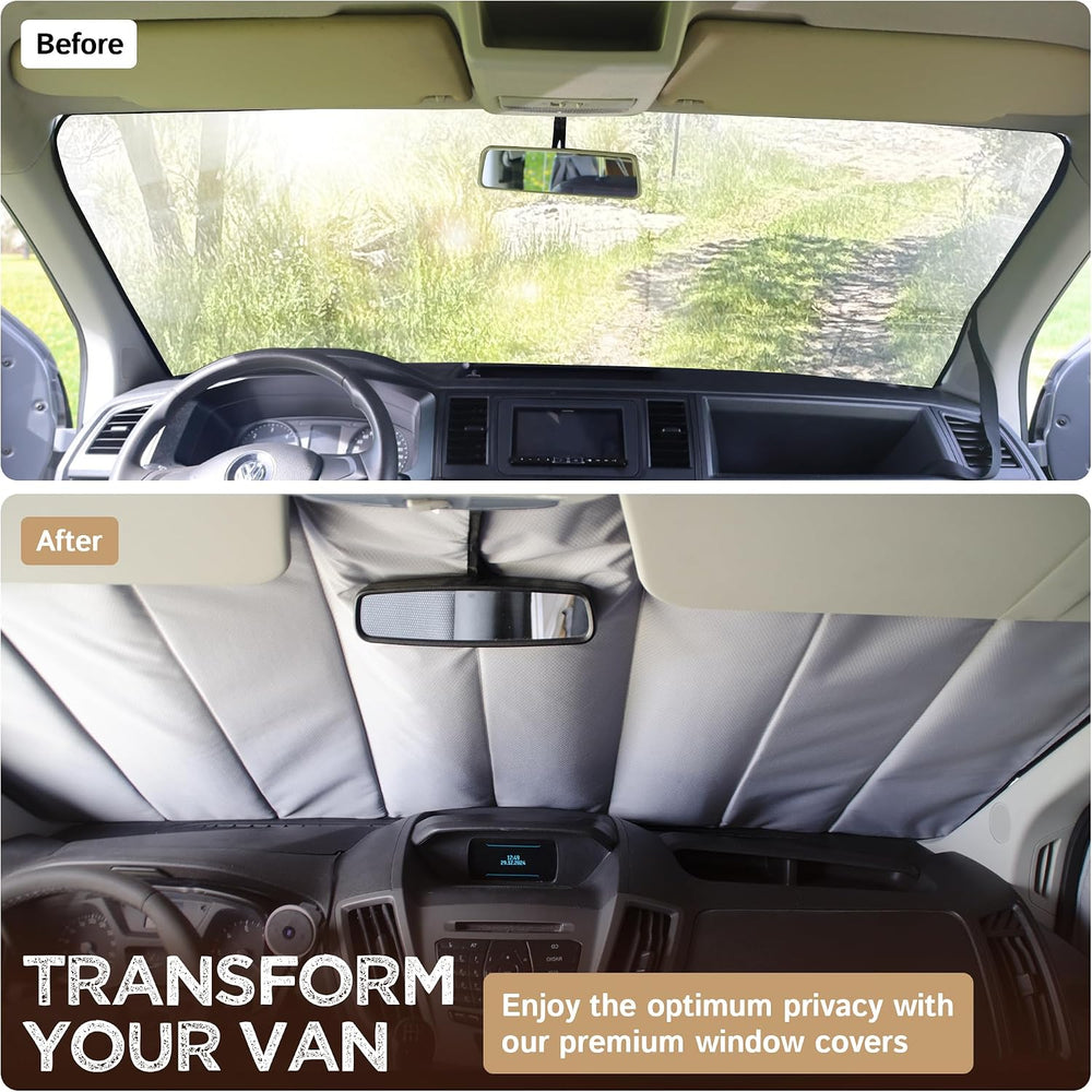 Living in a Bubble Insulated Blackout Windshield Cover for Ford Transit Van Y...