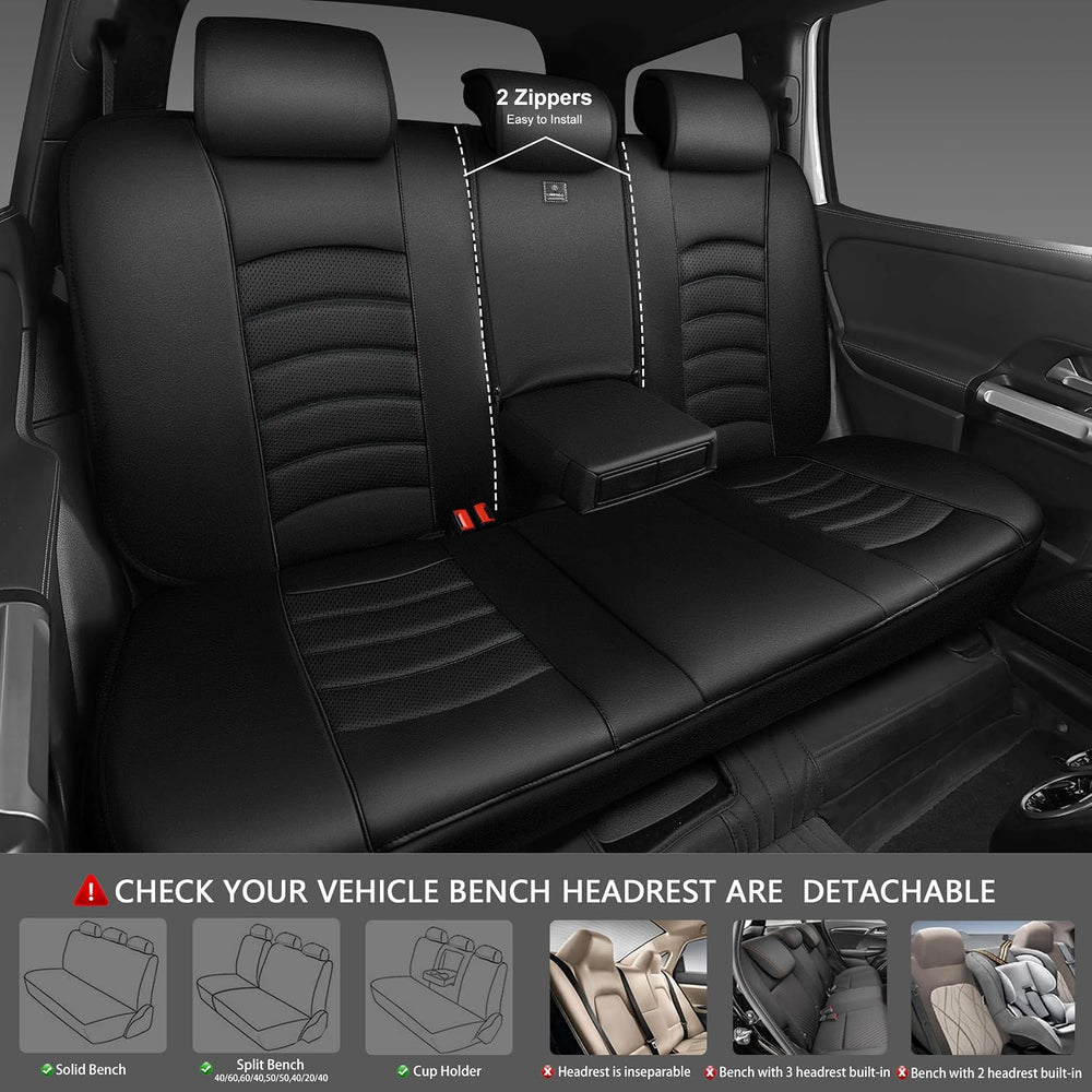 CAR PASS Leather Back Seat Cover, Universal Waterproof Bench Rear Seat Cover ...