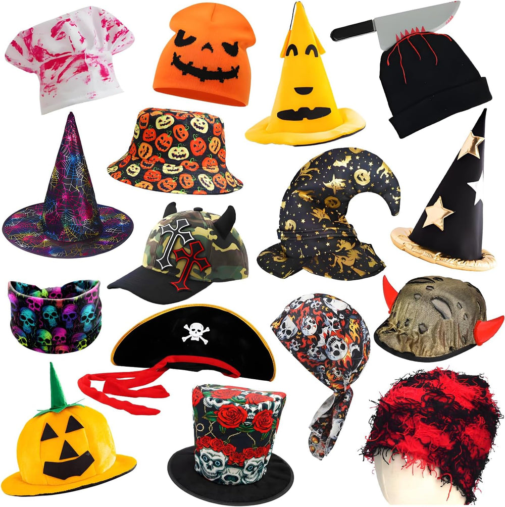 12 Assorted Funny Halloween Party Hats Witch Hat Halloween Costume Decoration...