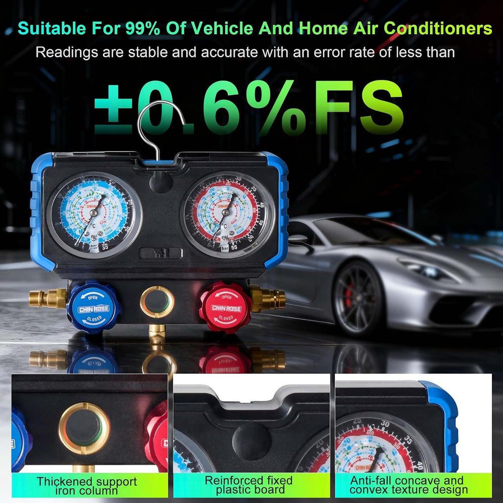 4 Way Ac Manifold Gauge Set, for R410A R134a R1234yf AC Repair
