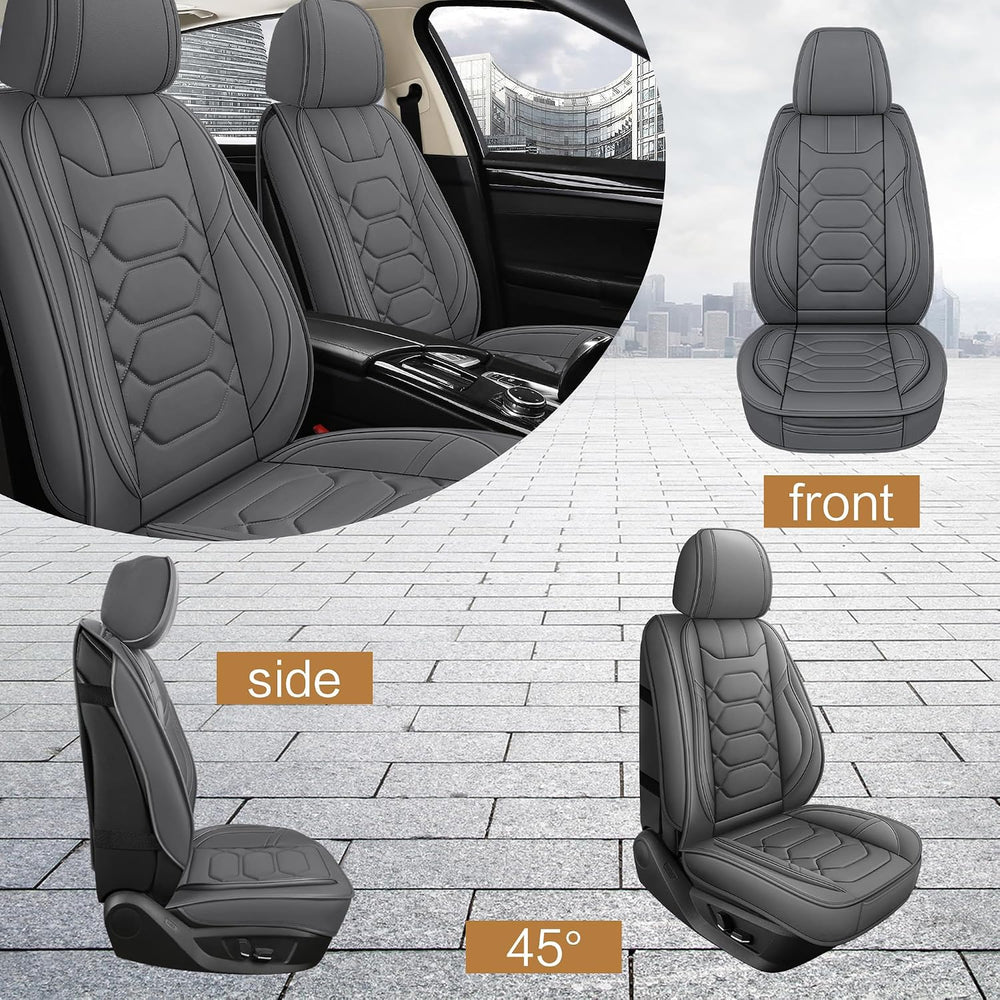 Pariitadin Leather Car Seat Covers Full Set, Waterproof Breathable Faux Leath...