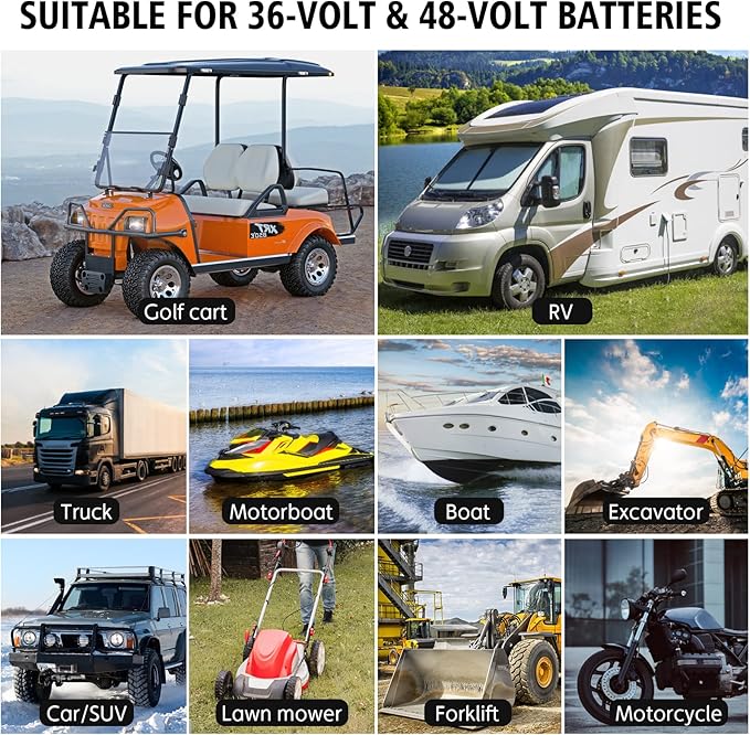 Golf Cart Battery Charger 36V 18A and 48V 13A Trickle Charger, 36 Volt Golf