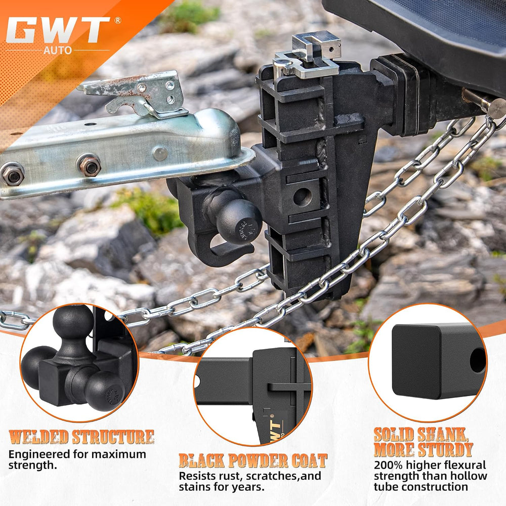 Adjustable Trailer Hitch with Hook, Tri-Ball (1-7/8" x 2" x 2-5/16&...