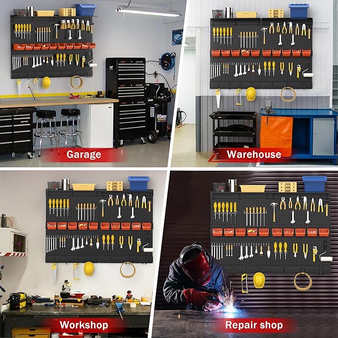 Ultrawall Black Pegboard Wall Organizer, 48X 36 inch