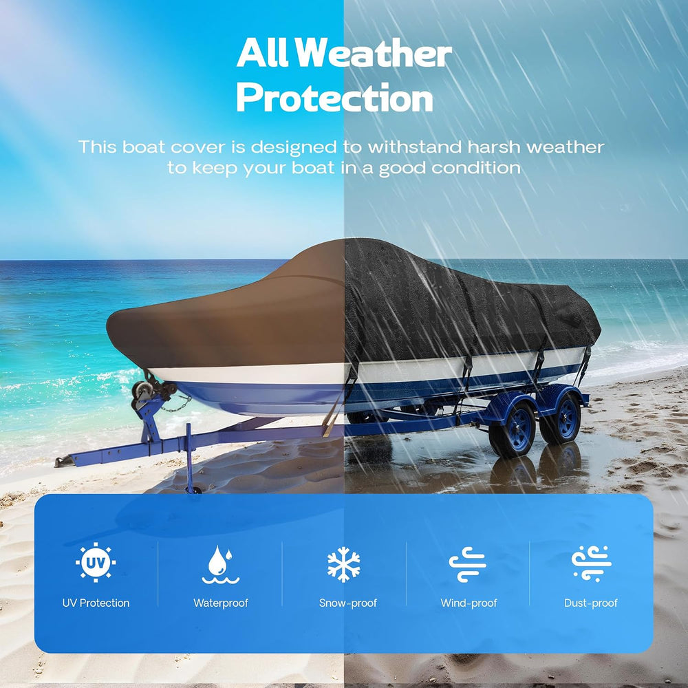 Boat Cover 20-22 ft, 1200D Heavy Duty Waterproof Marine Grade Trailerable Boa...