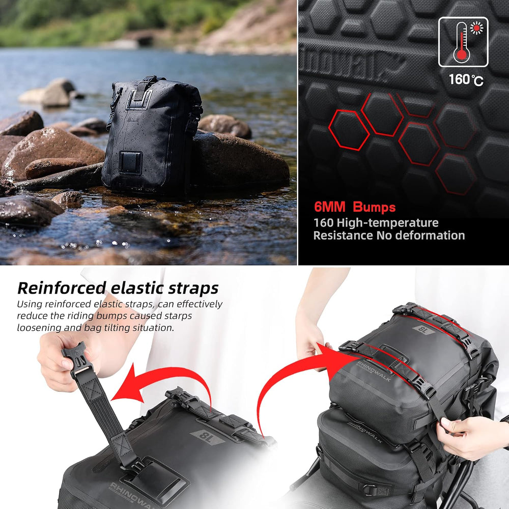 Rhinowalk Motorcycle Tail Bag, Travel Luggage Bags, Waterproof Rear Carrier, ...