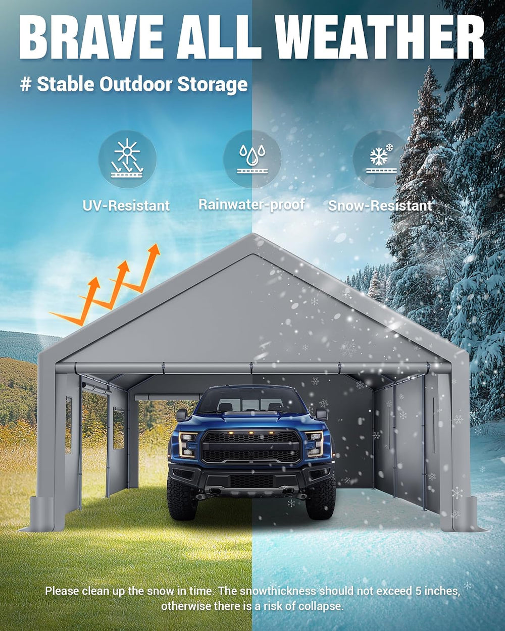 ACEPIC Upgraded Carport Heavy Duty 20x20, Drive Through Portable Garage