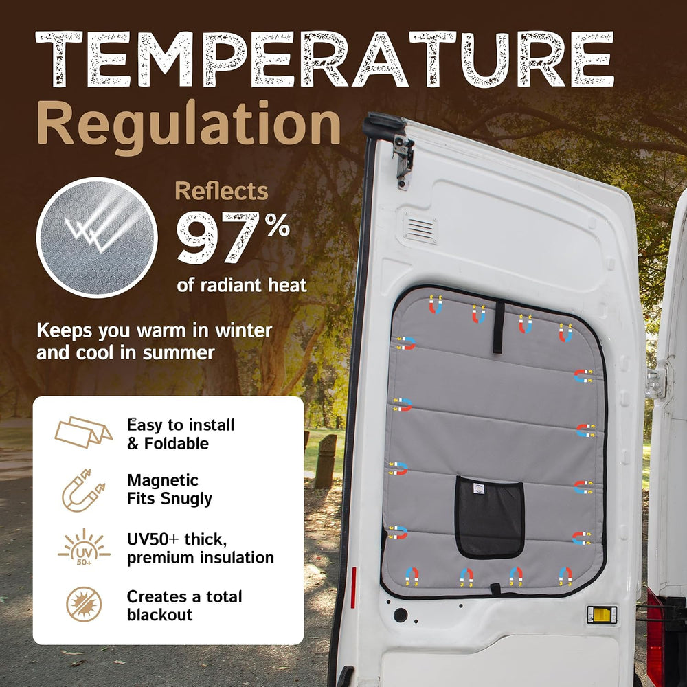 Living in a Bubble Insulated Blackout Rear Door Window Covers for Ford Transi...