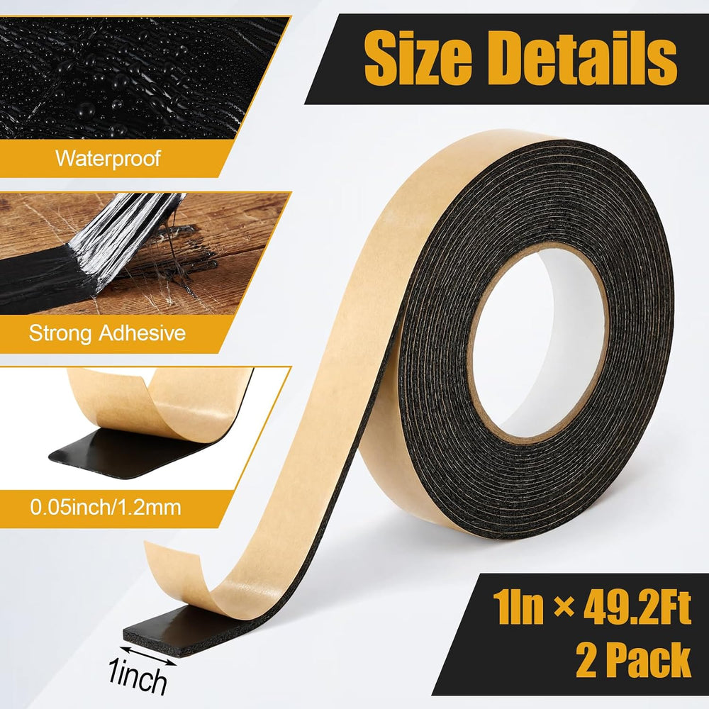 2 Pack 1in x 50ft Butyl Tape Double Sided, 47mil Thick, Black