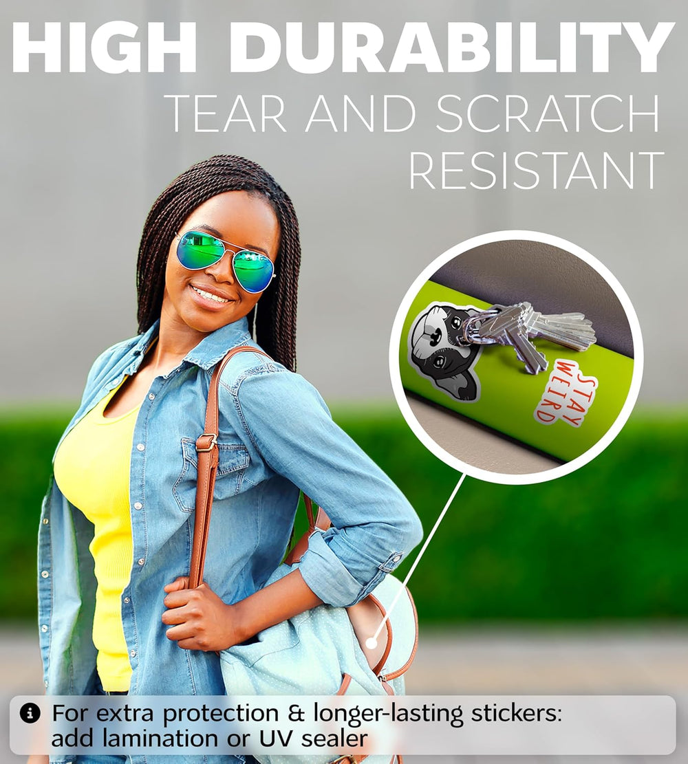 Premium Printable Vinyl Sticker Paper for Inkjet Printer and Laser - 100 Whit...