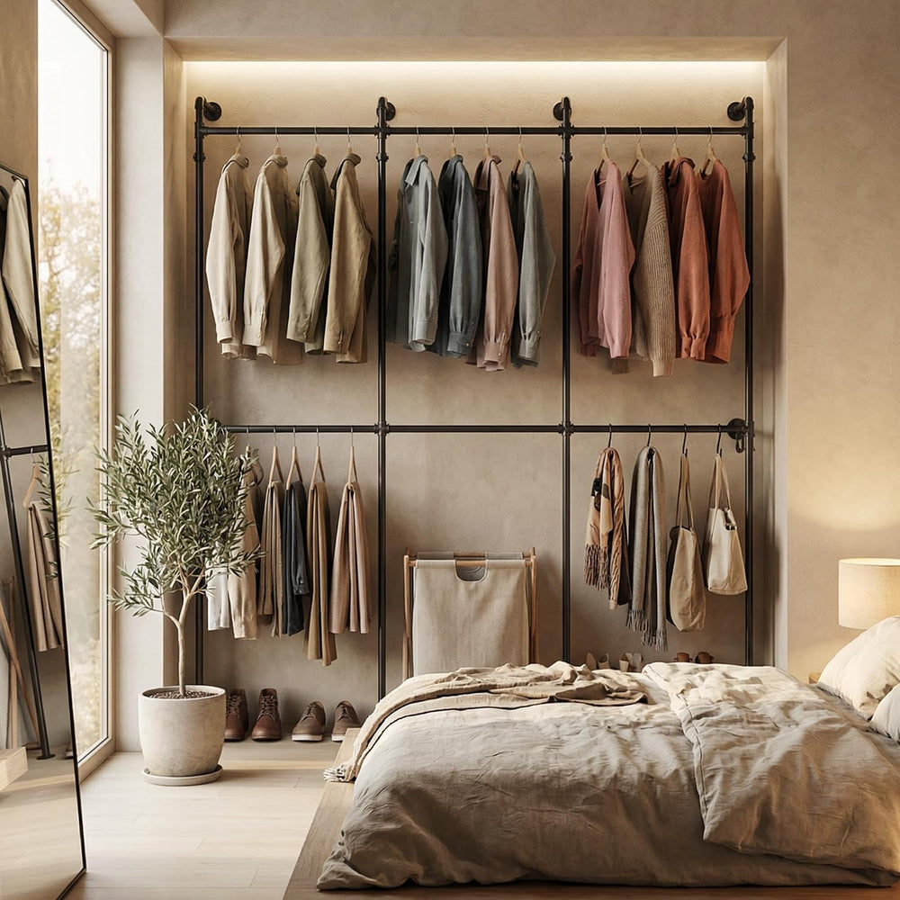 Kryonix Wall Mounted Closet System, 6 Hanging Rods