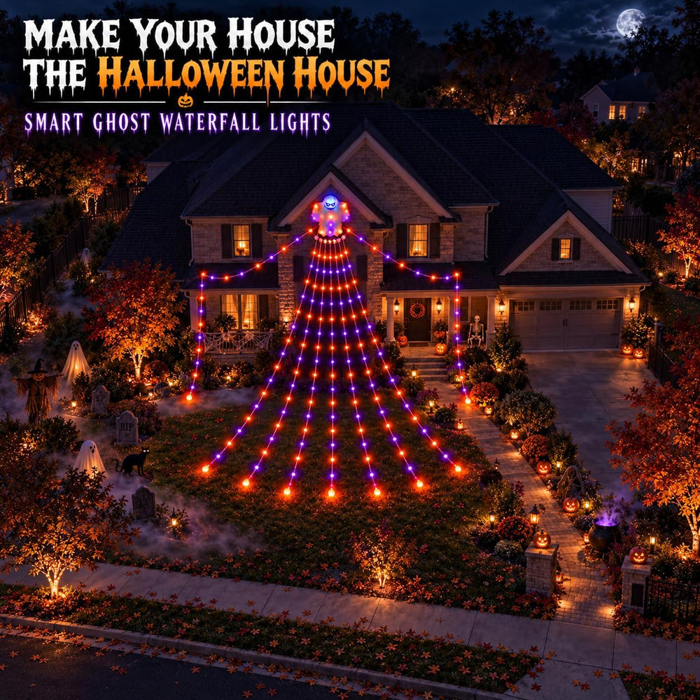 17FT RGB-IC Halloween String Lights Outdoor with Ghost Topper