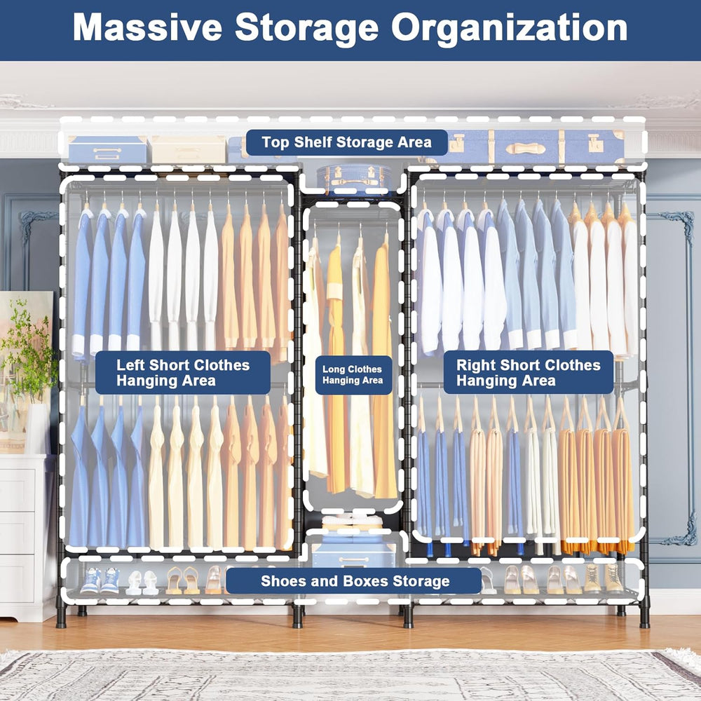 Ulif E12C Pro Heavy Duty Closet Organizer System,Freestanding Clothing Rack, ...