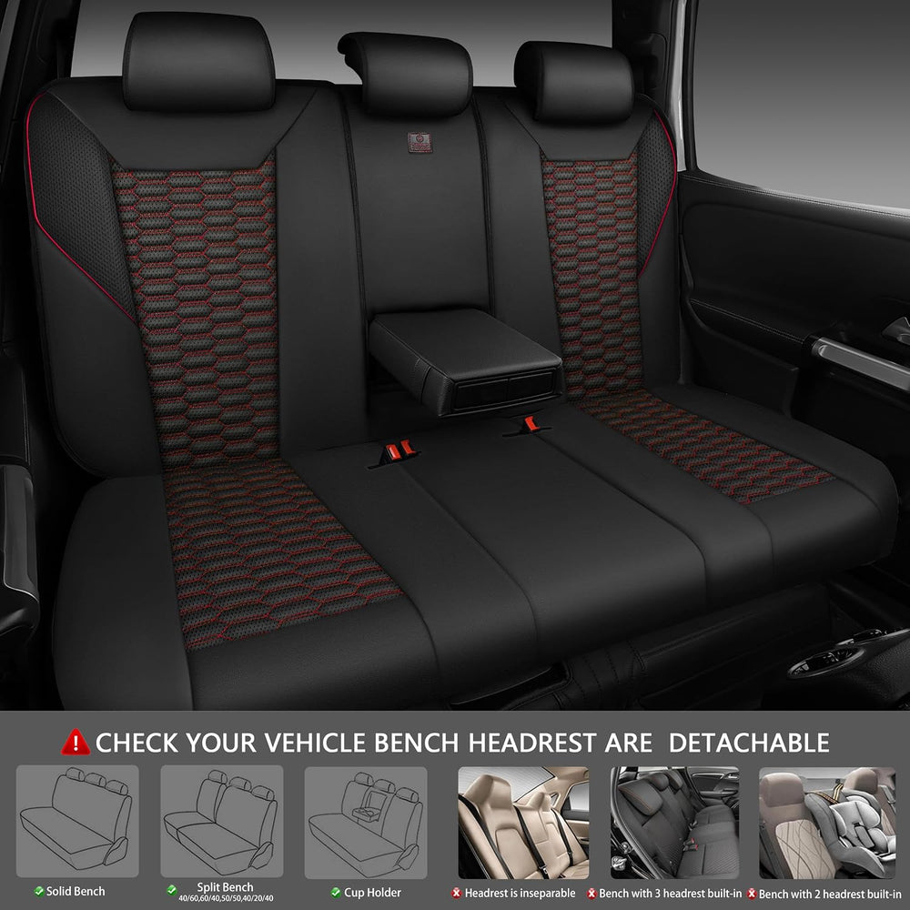 CAR PASS 3D Foam Mesh Leather Car Seat Covers Full Set,Breathable Mesh Faux L...