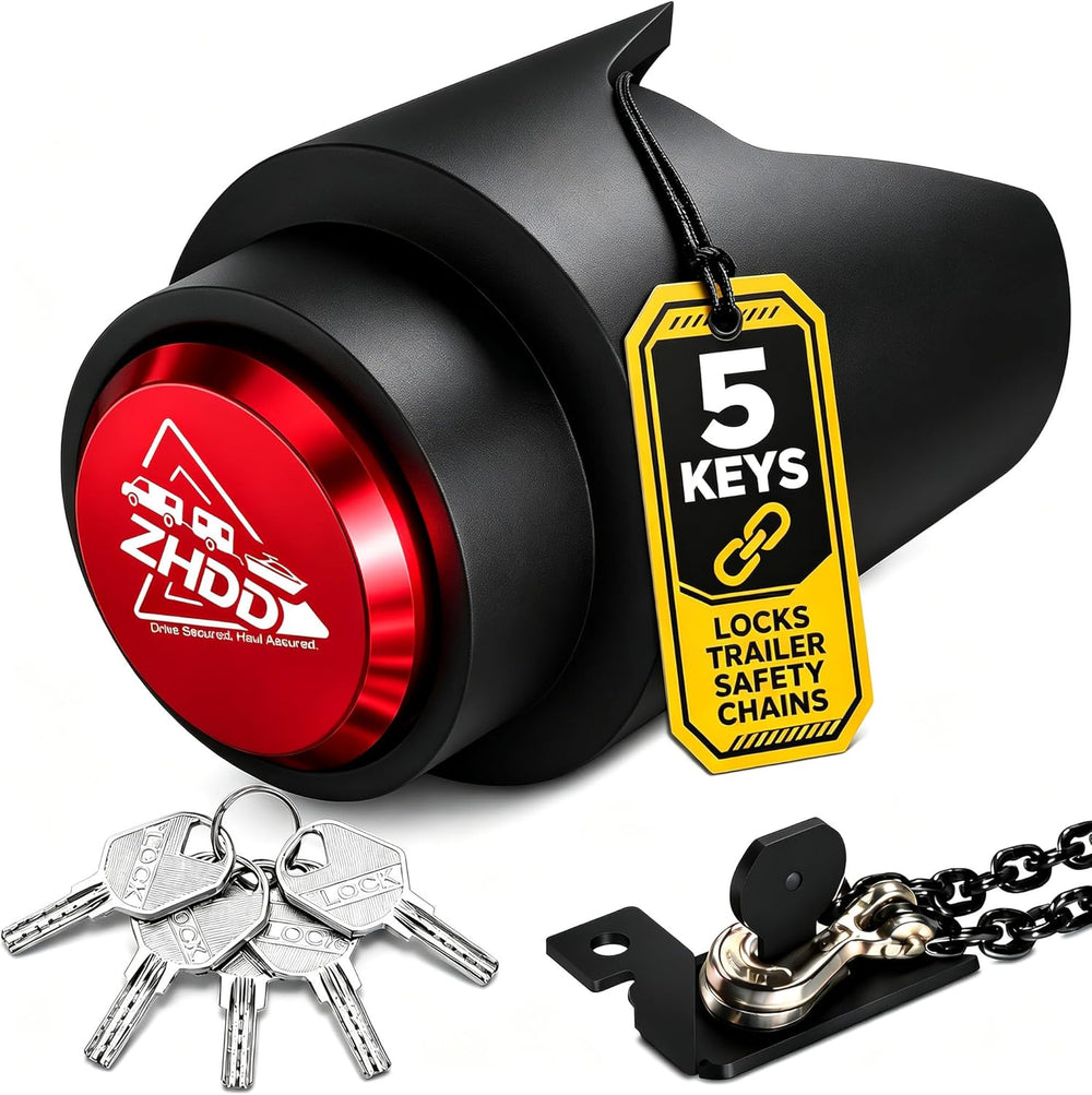 Trailer Hitch Lock for 2 Inch Coupler with Safety Chain Lock, Heavy Duty Anti...