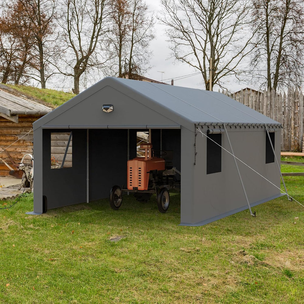 13x25 Heavy Duty Carport, Portable Garage with Doors & Windows