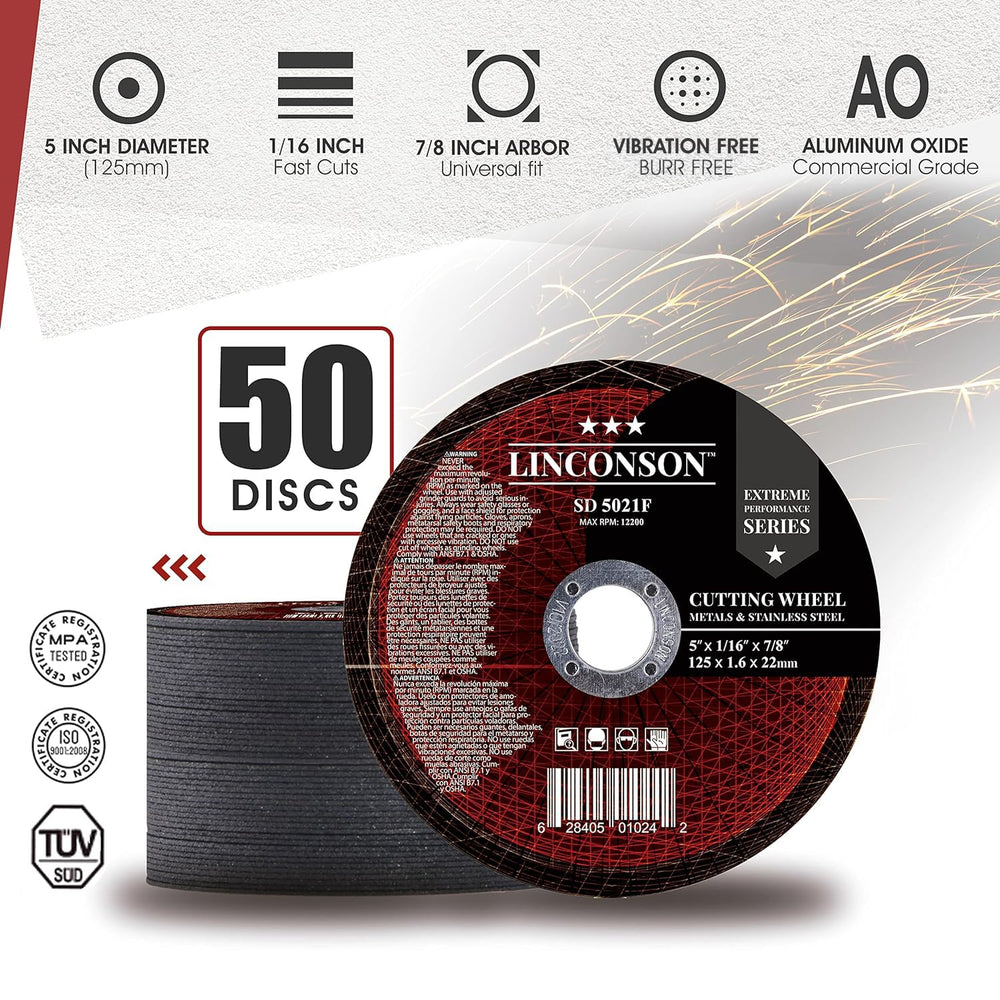 LINCONSON 50 Pack 5 Inch Cut Off Wheel for Metal & Stainless Steel Used O...