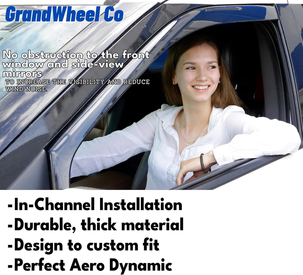 Window Deflectors Smoke Tinted In-Channel Side Window Vent Visor Deflectors R...