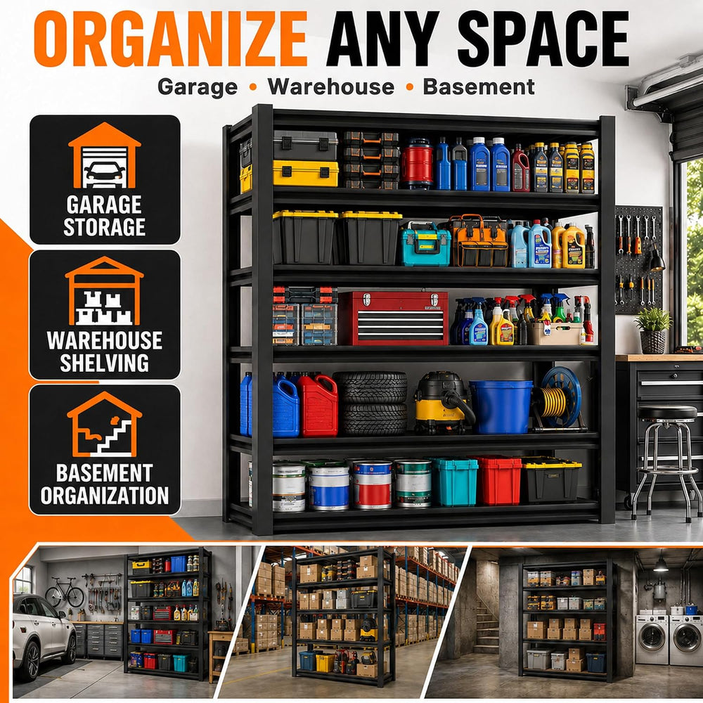 SAWJEC 48" W x 18" D x 82.5" H Tall Heavy Duty 6 Tier Garage S...