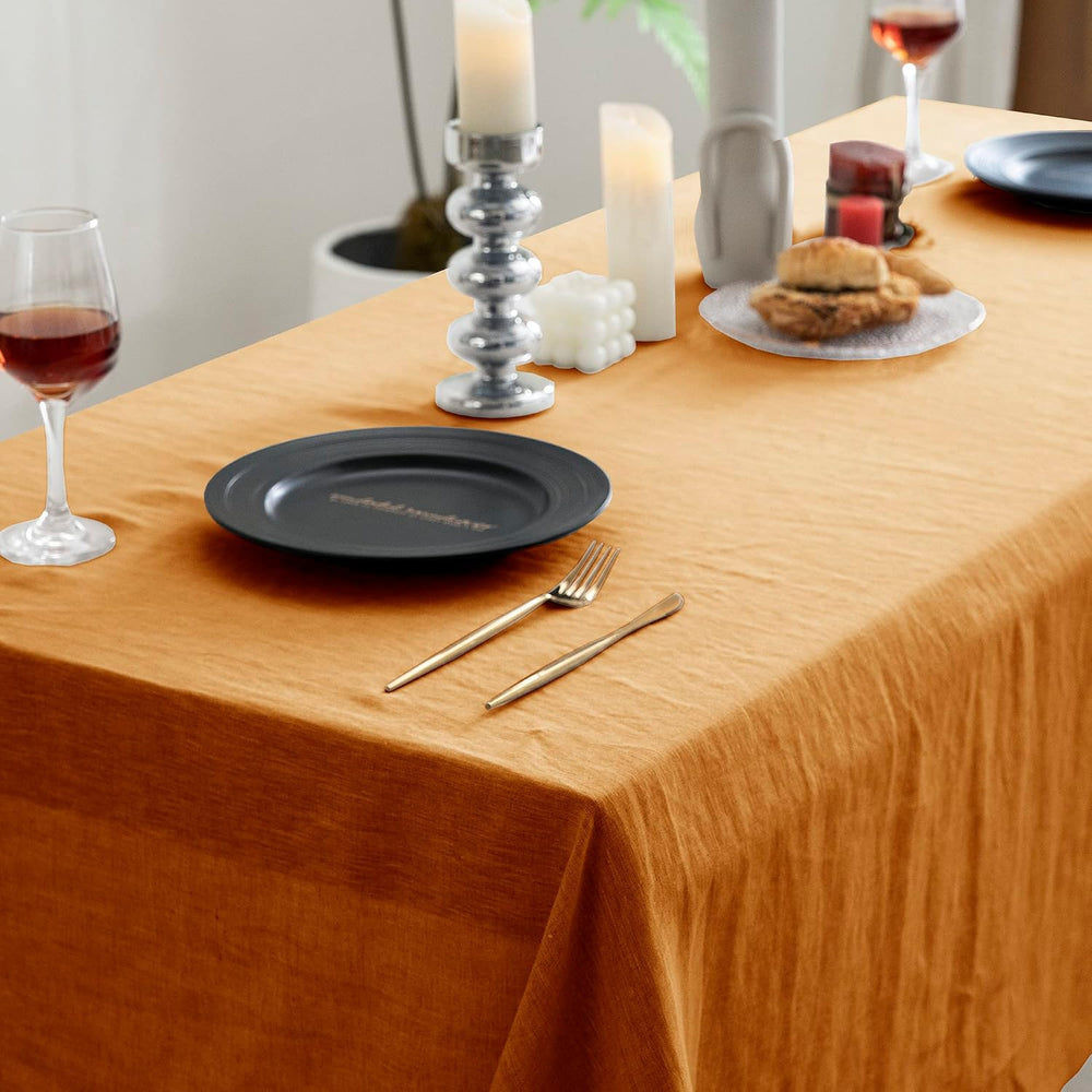 EVERLY 100% Pure Linen Rectangle Tablecloths 60x84Inches for Dining,Buffet Pa...