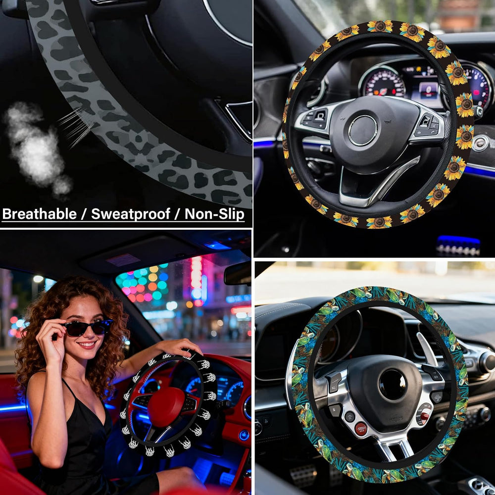 10PCS Sunflower Accessories for Car Wheel Cover,2PCS Front Seat Covers