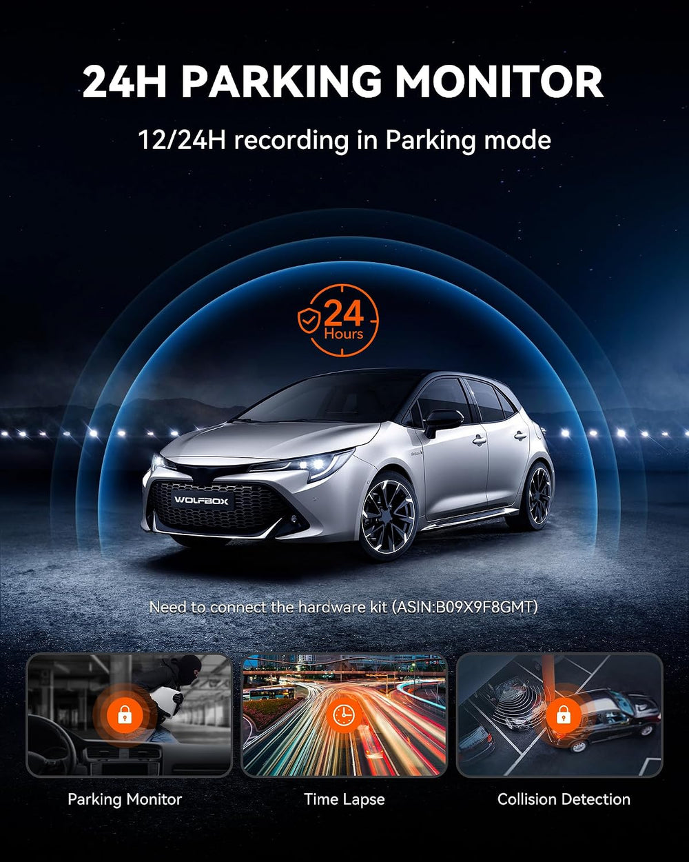WOLFBOX G930 10'' 4K Rear View Mirror Camera with 64GB Card,5.8GHz WiFi