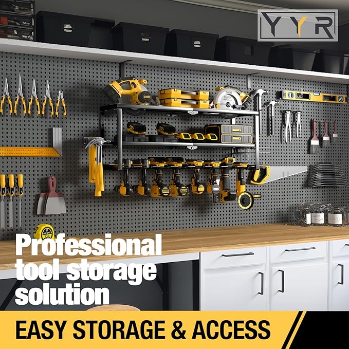 YYR Heavy Duty Power Tool Organizer Wall Mount, Cordless Drill Hanger Storage
