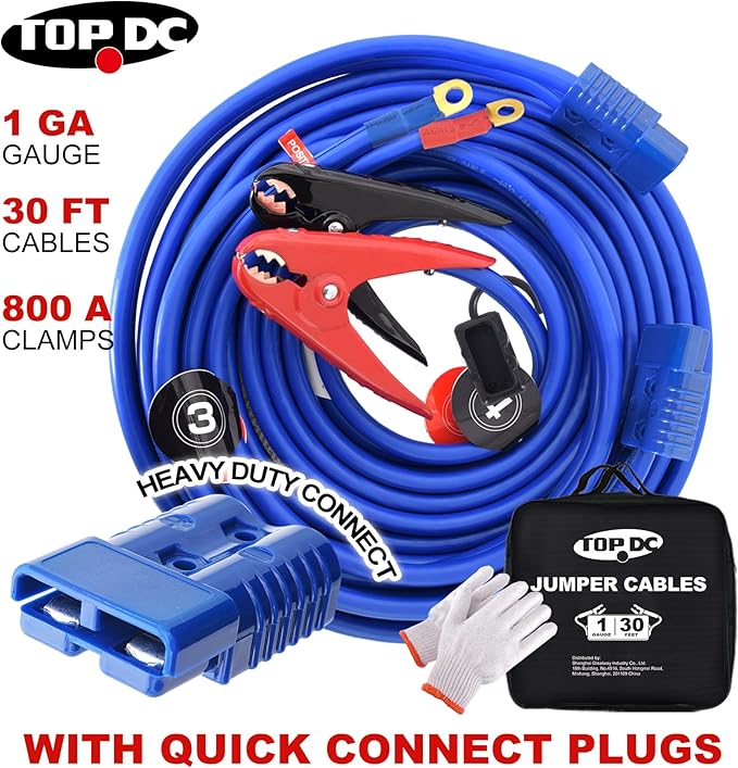 TOPDC Jumper Cables, 1 Gauge 30 Feet 800A Booster Cables