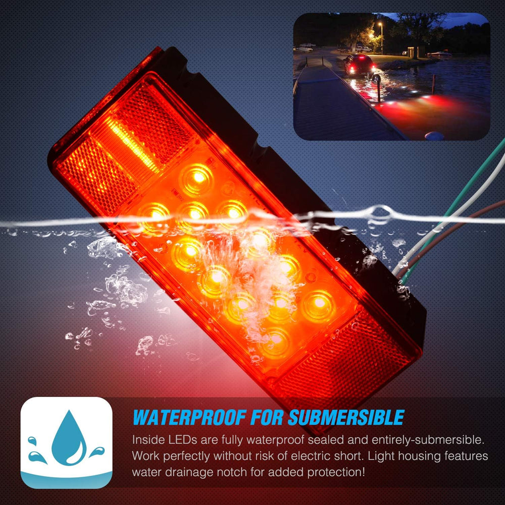 Nilight 2PCS Rectangular Submersible LED Trailer Light Kit,IP68 Waterproof