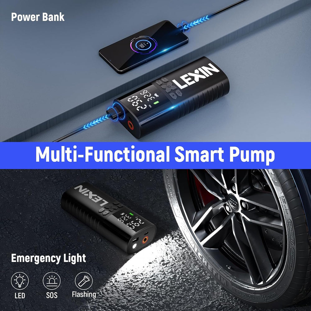 LEXIN P4 Portable Tire Inflator, 150 PSI Air Pump for Car, Motorcycle, Bike